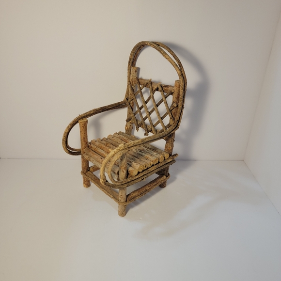 Rustic Bent Wood Twig Dollhouse Rocking‎ Chair Primitive Folk Art Furniture - Picture 1 of 8